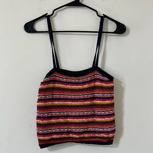 Forever 21 Striped Crochet Crop Top Size Large